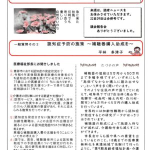 どくしゃニュース　多津子と南江の議員報告　１０月２２日号