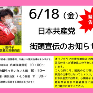 【6/18】恵那地区:日本共産党街頭宣伝のお知らせ