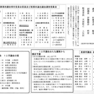 どくしゃニュース　多津子と南江の議員報告　12月7日号